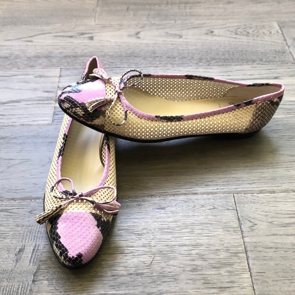 ✨🆕Amalfi🆕✨| Purple snake skin ballet flats with bows - Picture 1 of 7